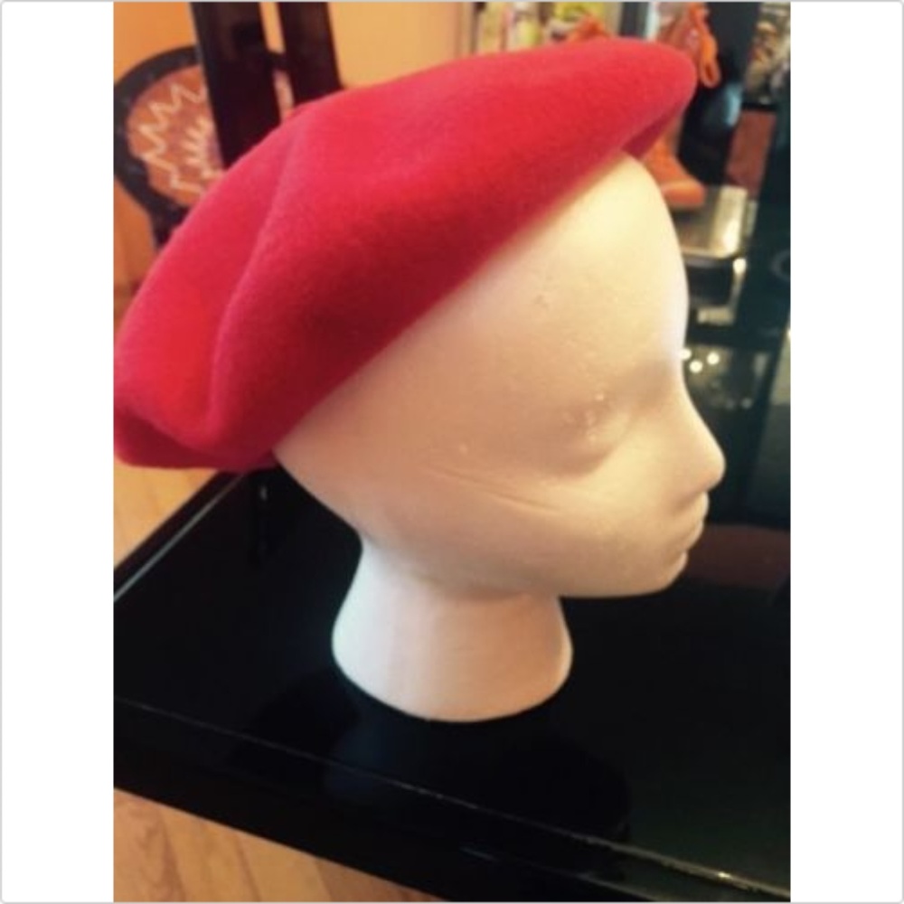 VTG GAP KIDS Red Wool Beret Hat SZ M/L